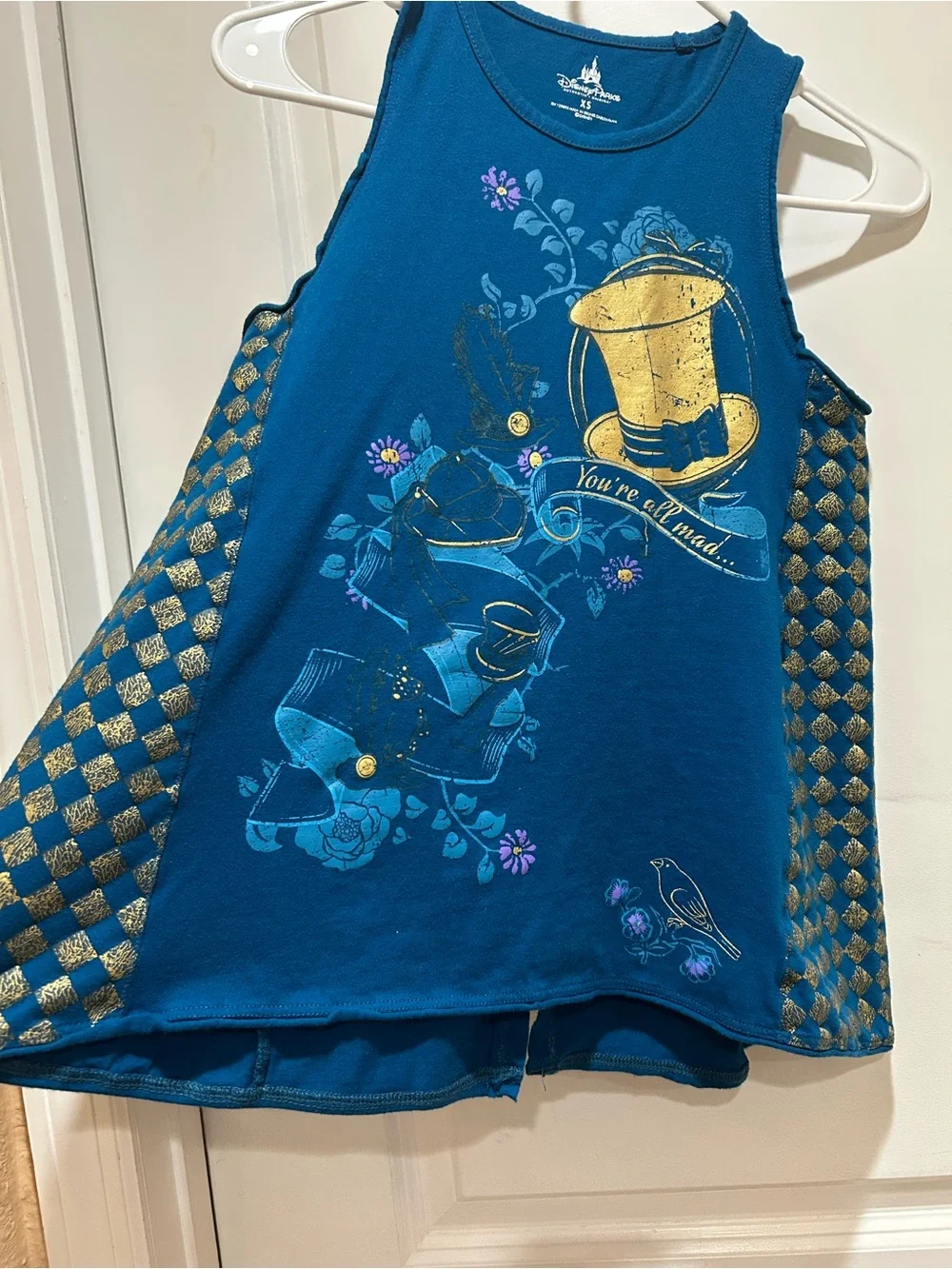 Disney Teal Tank Top with Gold Hat Graphic
